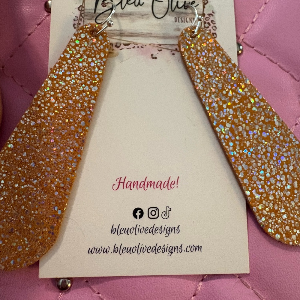 5 pairs of Glitter Teardrop Earrings,fish hook backs - Picture 2 of 2